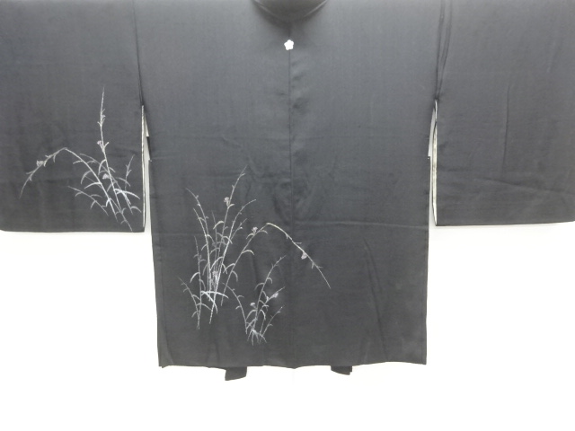 大正ロマン　草花模様織り出し一つ紋絵羽織